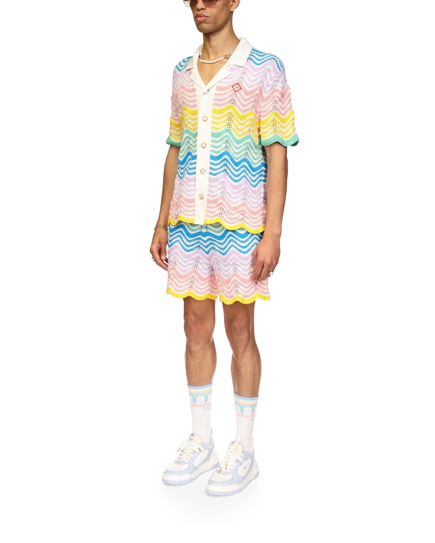 Chemise en maille à motif ondulé dégradé