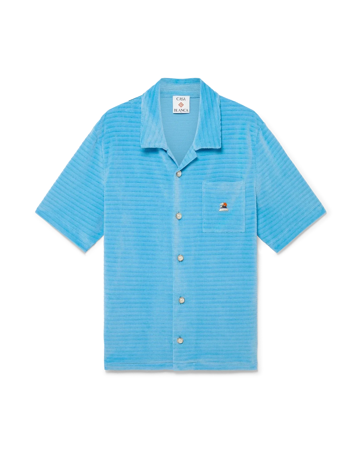 Chemise en velours à manches courtes et rayures