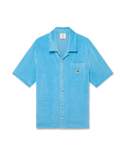 Chemise en velours à manches courtes et rayures