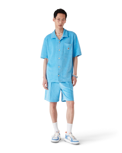 Chemise en velours à manches courtes et rayures