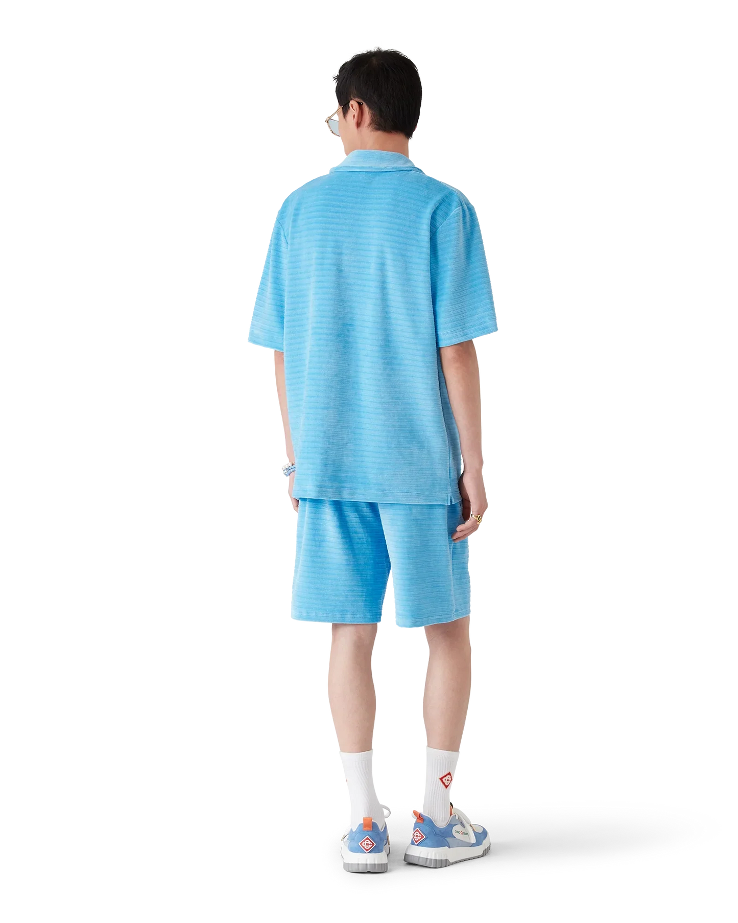 Chemise en velours à manches courtes et rayures