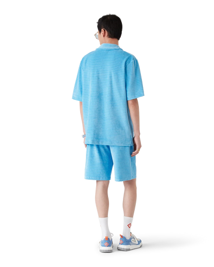 Chemise en velours à manches courtes et rayures