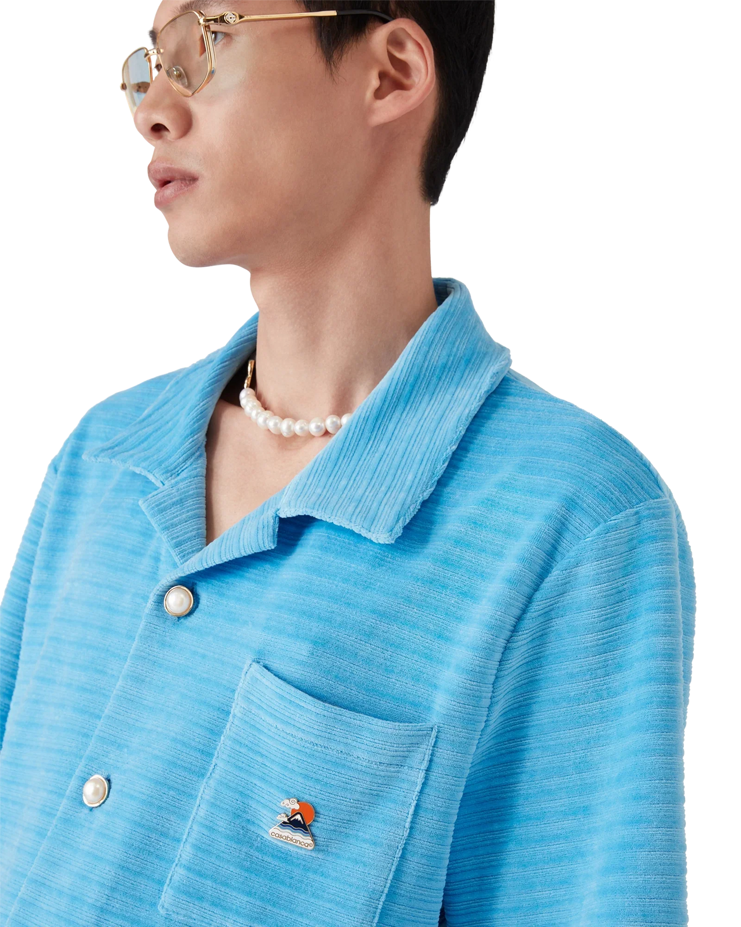 Chemise en velours à manches courtes et rayures