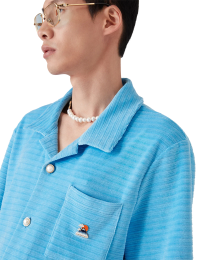 Chemise en velours à manches courtes et rayures