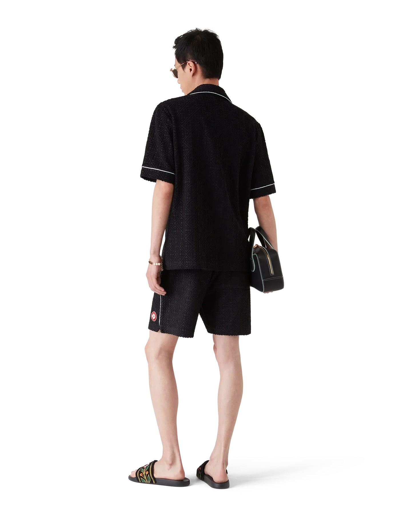 Short en tissu éponge jacquard monogrammé