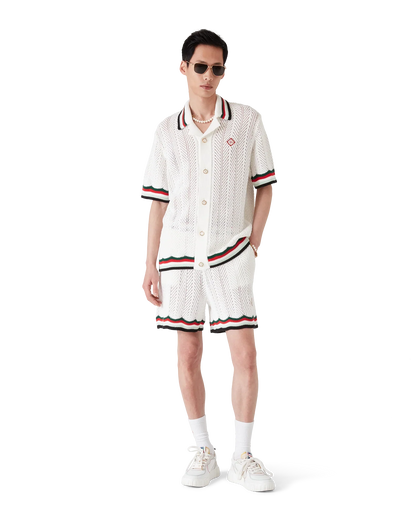 Shorts en crochet de coton à chevrons