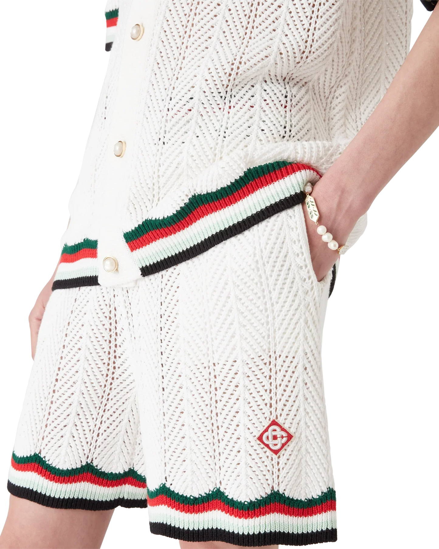 Shorts en crochet de coton à chevrons