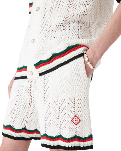 Shorts en crochet de coton à chevrons