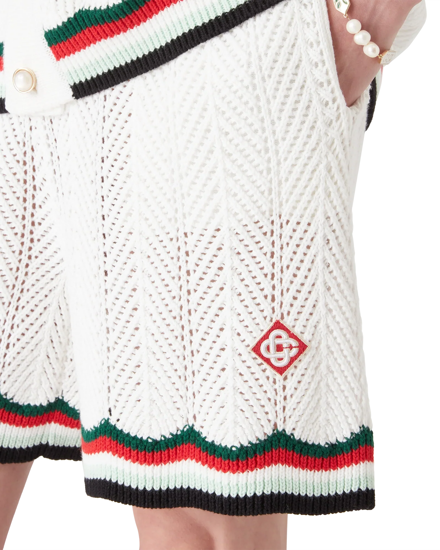 Shorts en crochet de coton à chevrons