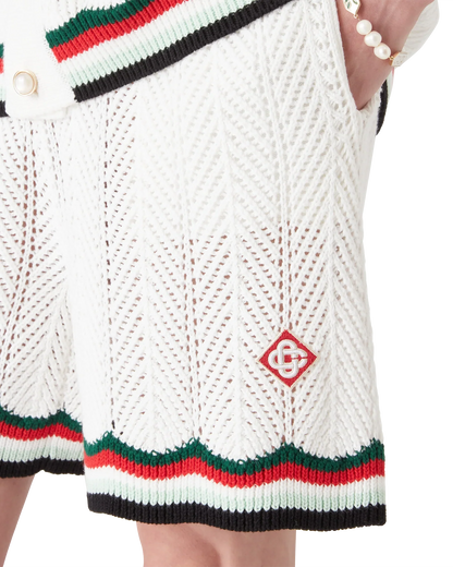Shorts en crochet de coton à chevrons