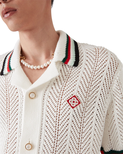 Cotton Montagne Ondulee Short Sleeve Crochet Shirt