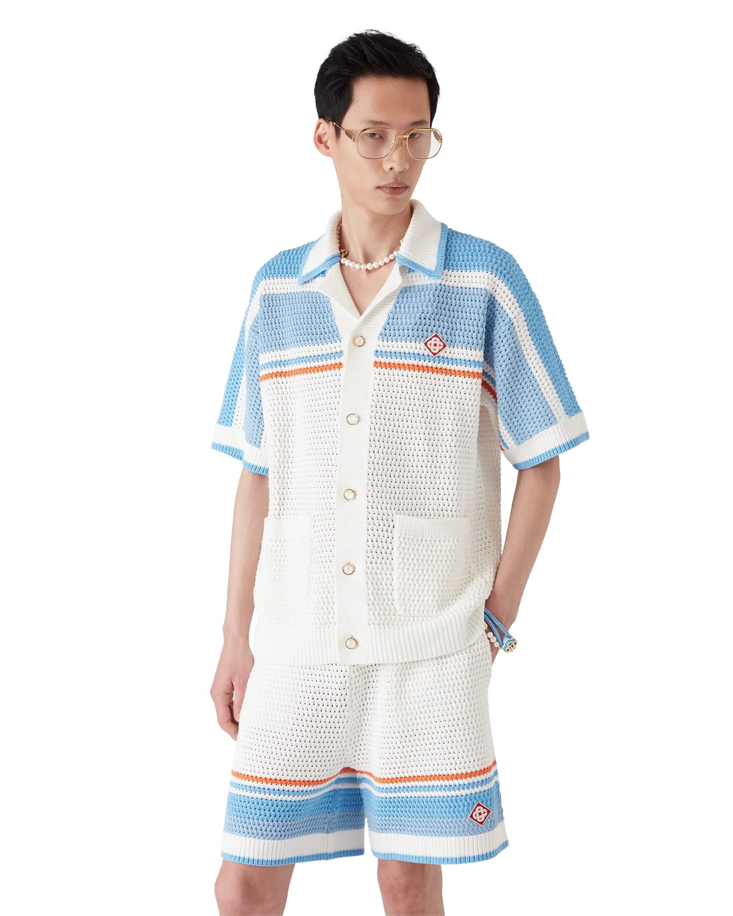 Cotton Tennis Short Sleeve Crochet Shirt