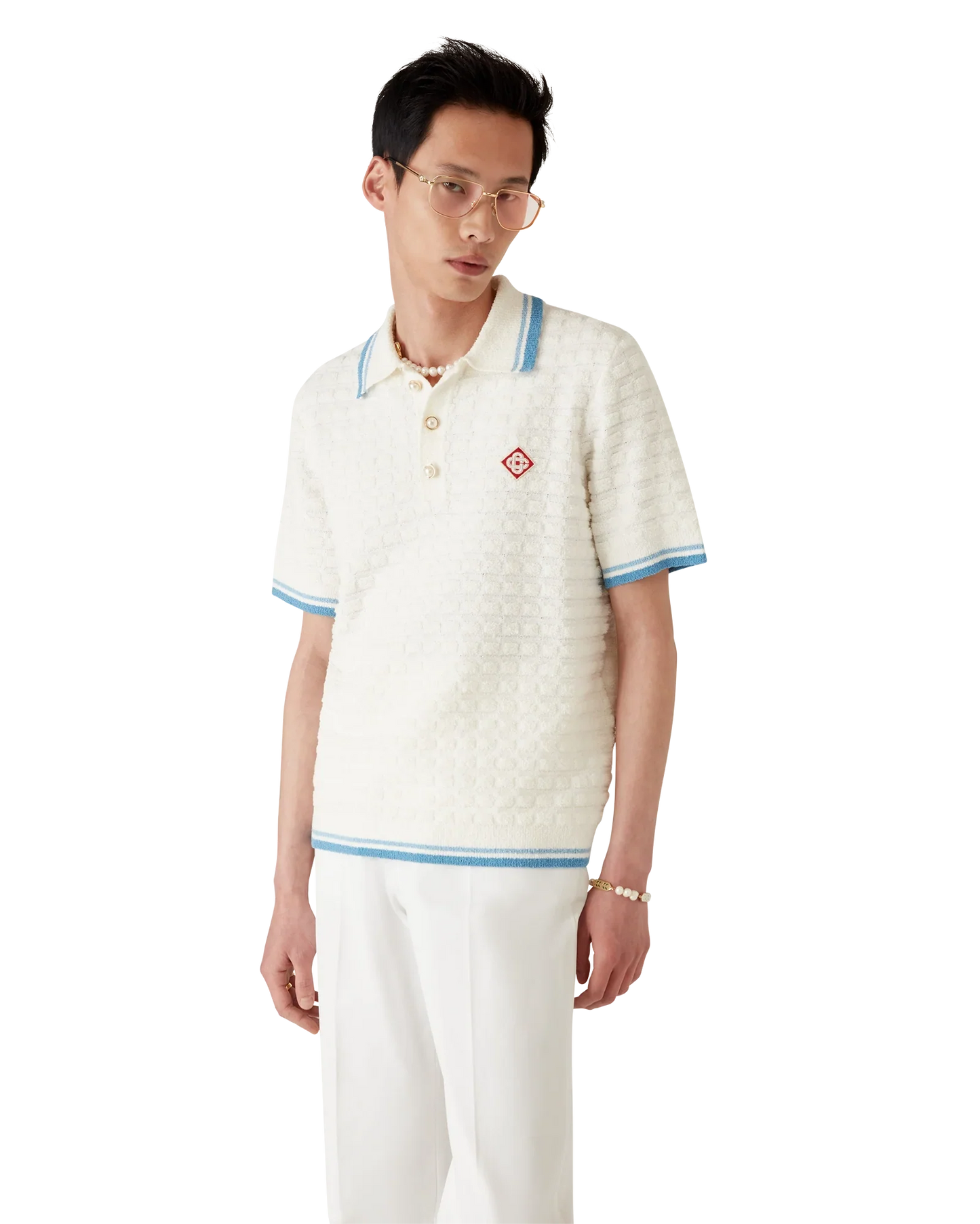 Polo en coton bouclé
