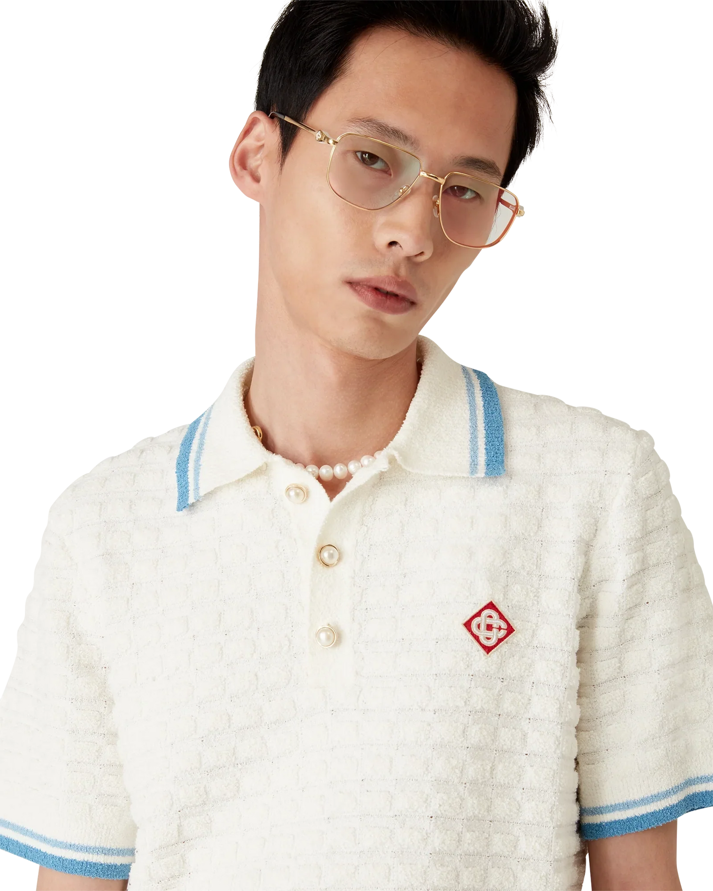 Polo en coton bouclé