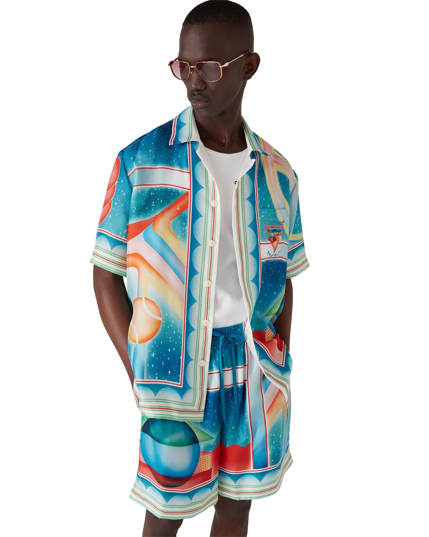 Chemise en soie à manches courtes Galaxy Court
