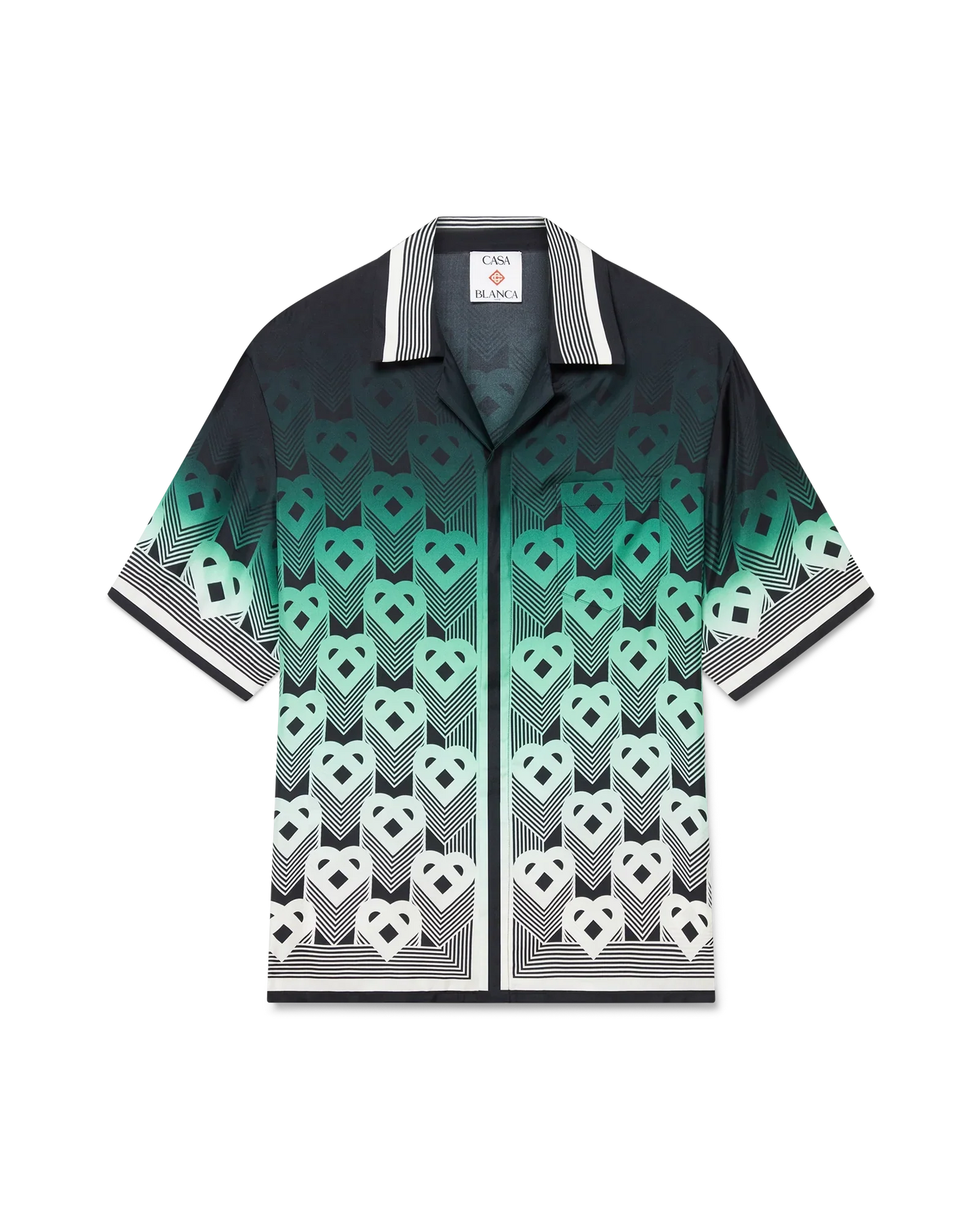 Chemise en soie à manches courtes et monogramme dégradé