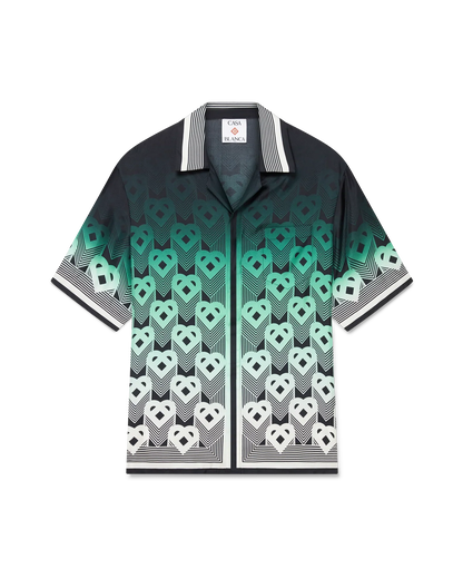 Chemise en soie à manches courtes et monogramme dégradé