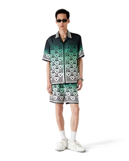 Chemise en soie à manches courtes et monogramme dégradé
