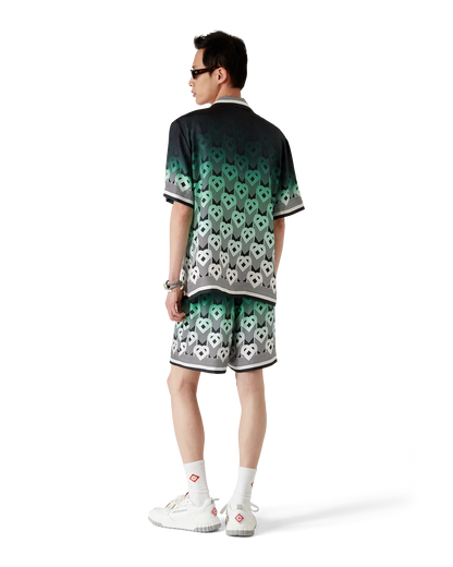 Chemise en soie à manches courtes et monogramme dégradé