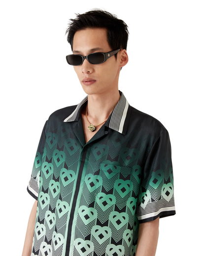 Chemise en soie à manches courtes et monogramme dégradé
