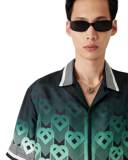 Chemise en soie à manches courtes et monogramme dégradé