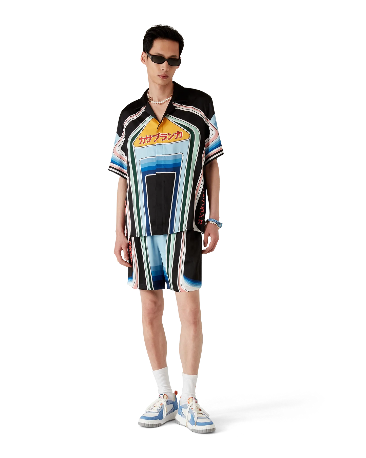 Chemise en Soie à Manches Courtes Imprimé Montagne