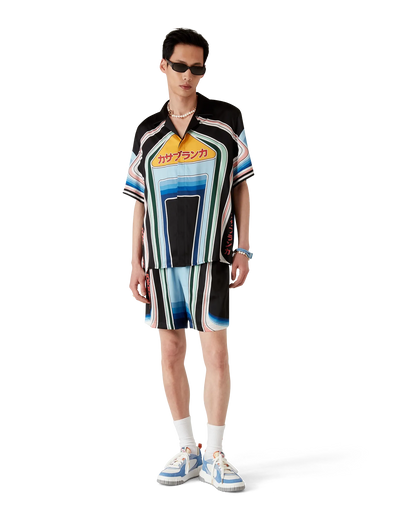 Chemise en Soie à Manches Courtes Imprimé Montagne