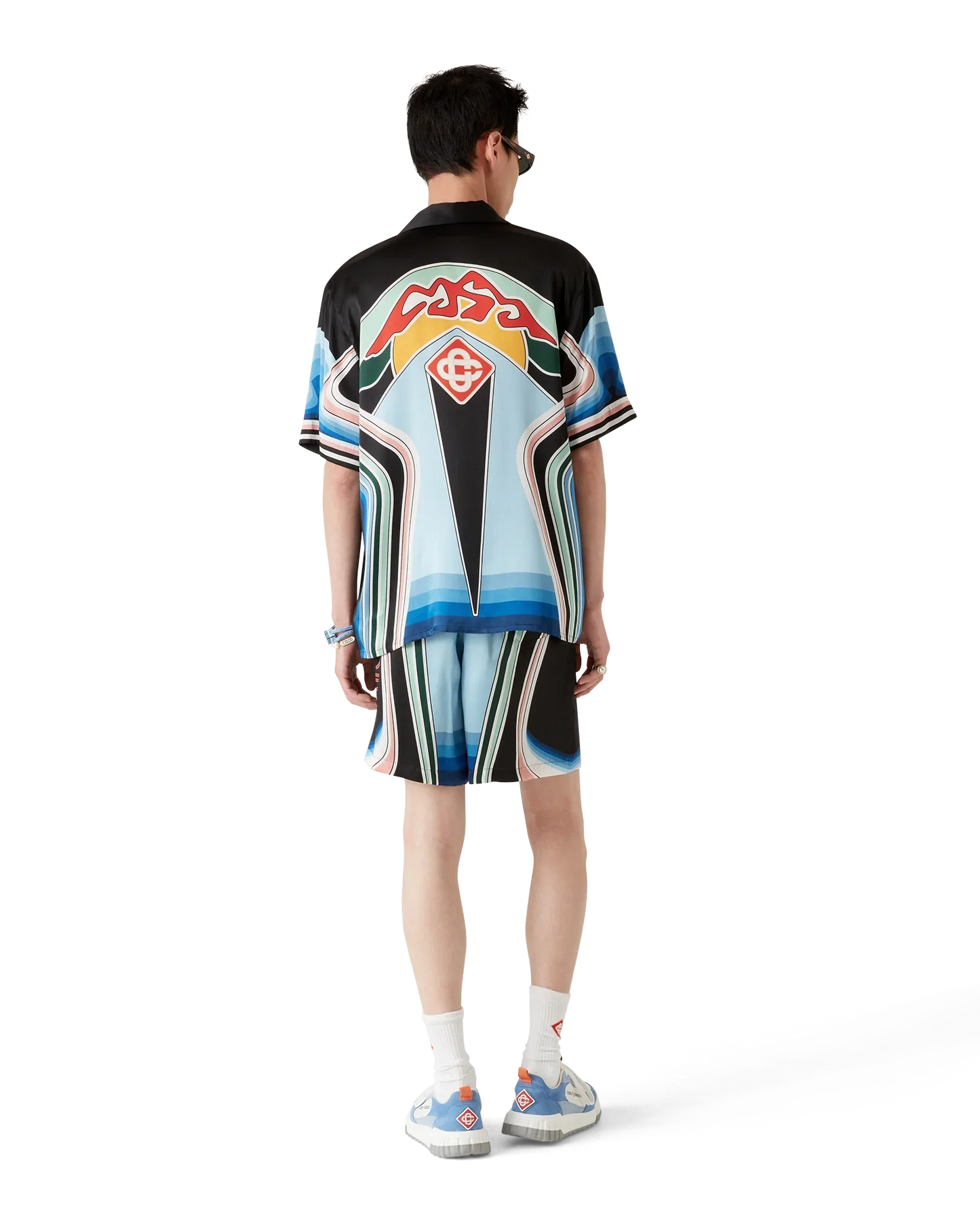 Chemise en Soie à Manches Courtes Imprimé Montagne