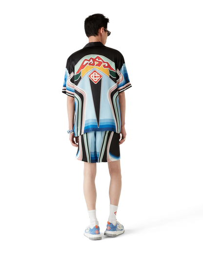 Chemise en Soie à Manches Courtes Imprimé Montagne