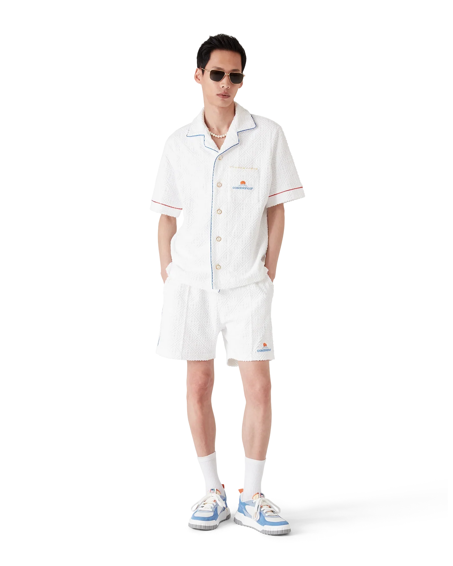 Chemise en tissu éponge à manches courtes en jacquard monogramme
