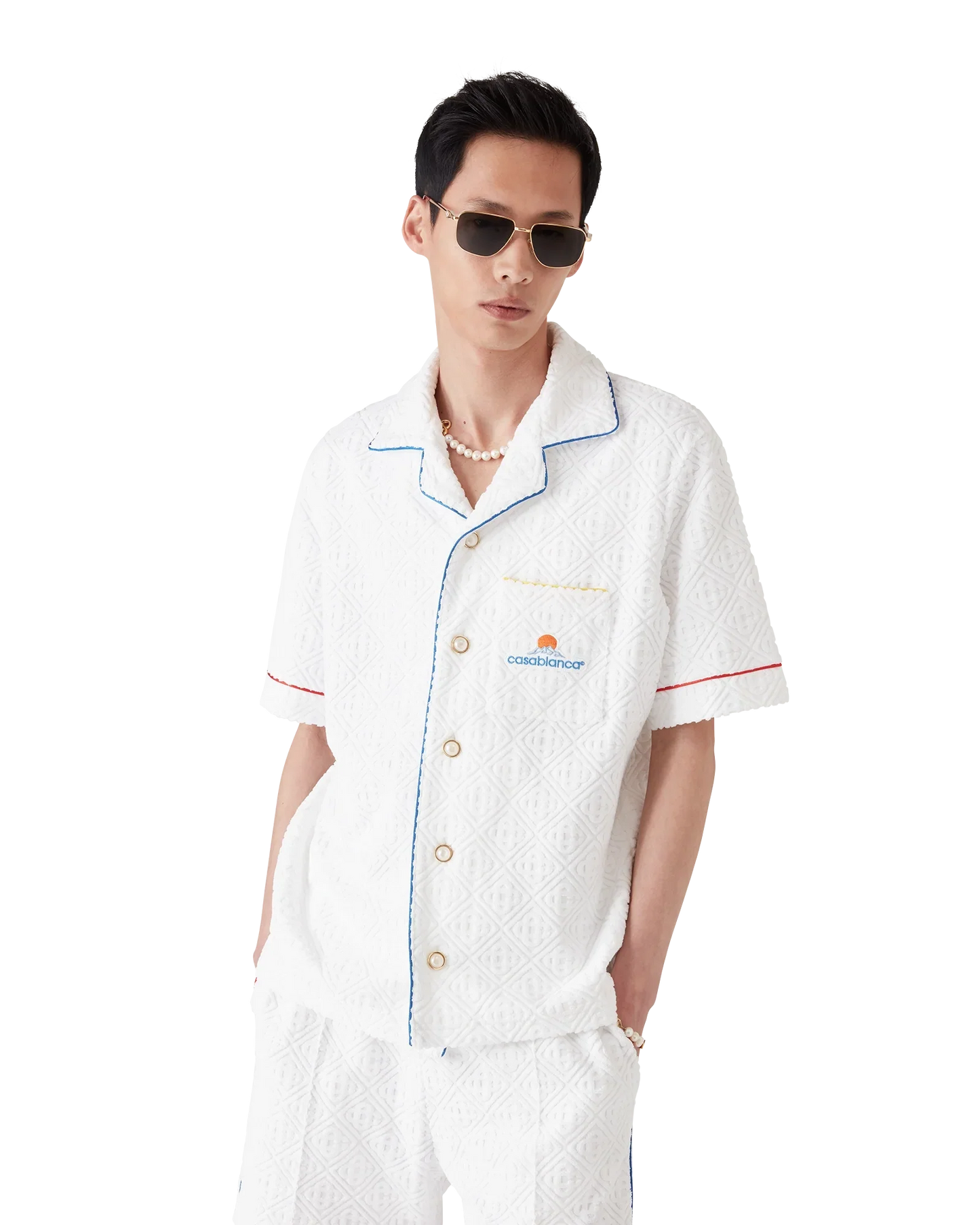 Chemise en tissu éponge à manches courtes en jacquard monogramme