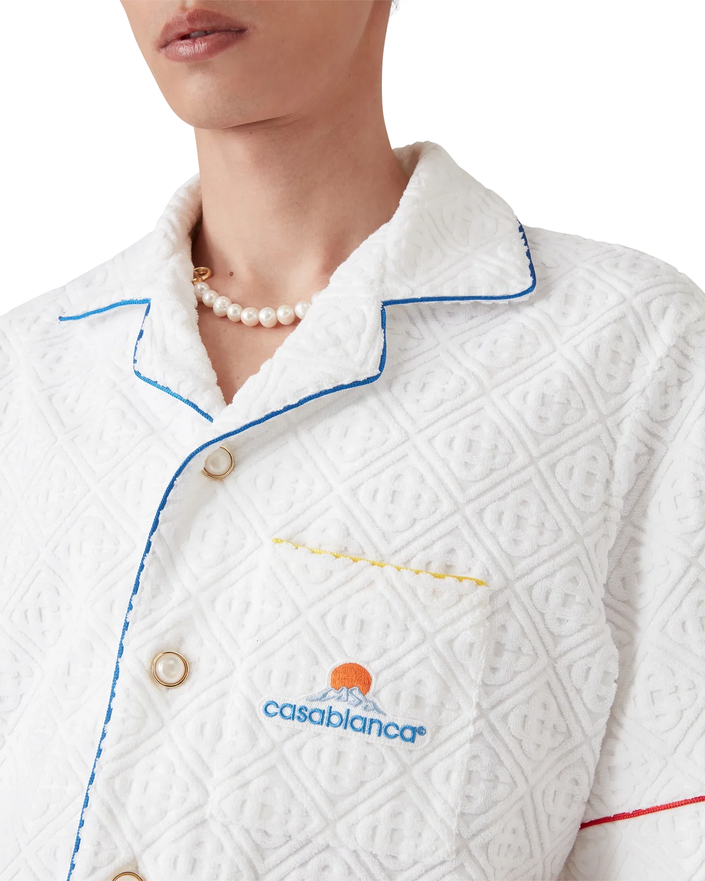 Chemise en tissu éponge à manches courtes en jacquard monogramme
