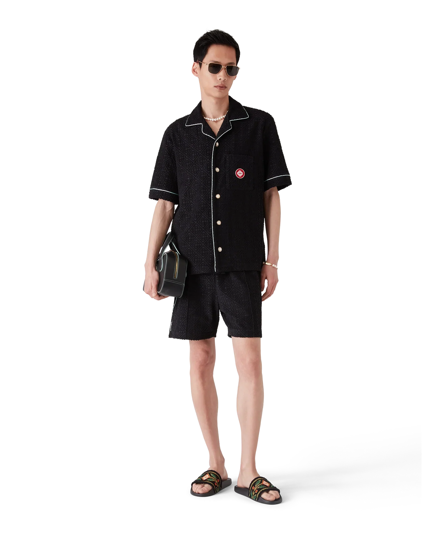 Chemise en tissu éponge à manches courtes en jacquard monogramme