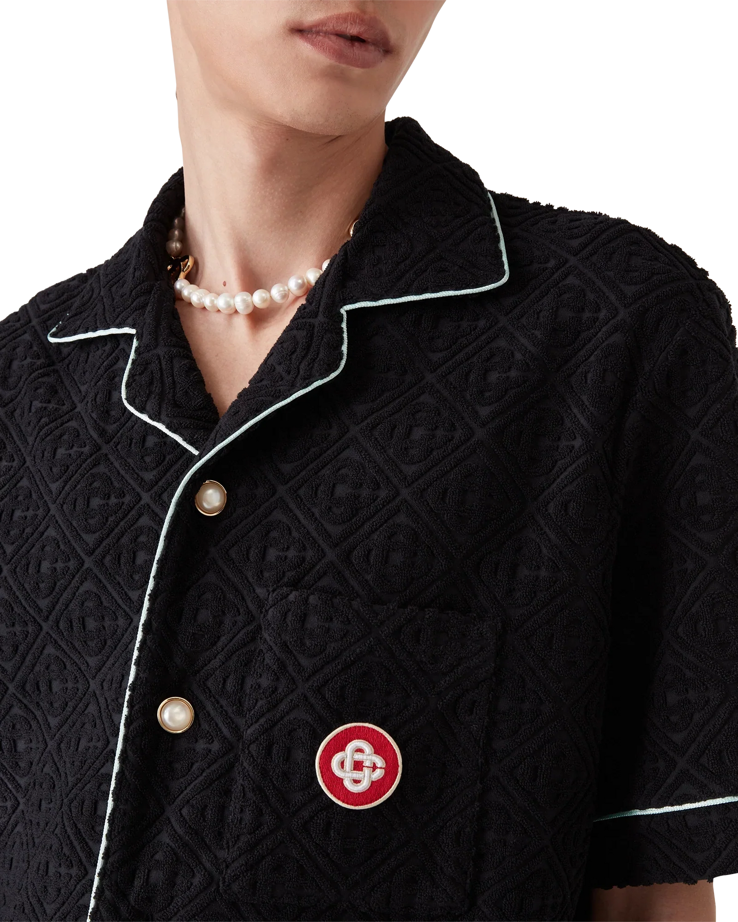 Chemise en tissu éponge à manches courtes en jacquard monogramme