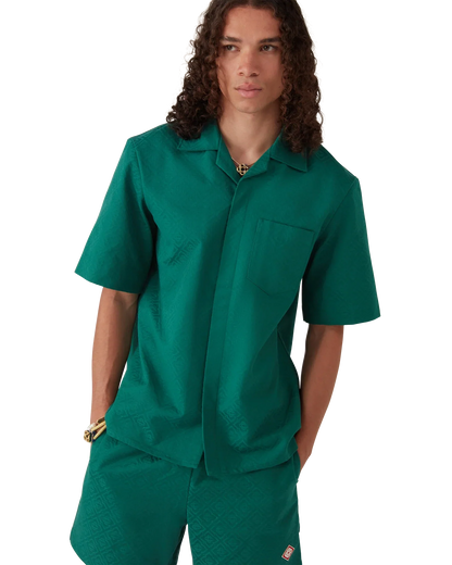 Cotton Monogram Short Sleeve Jacquard Shirt
