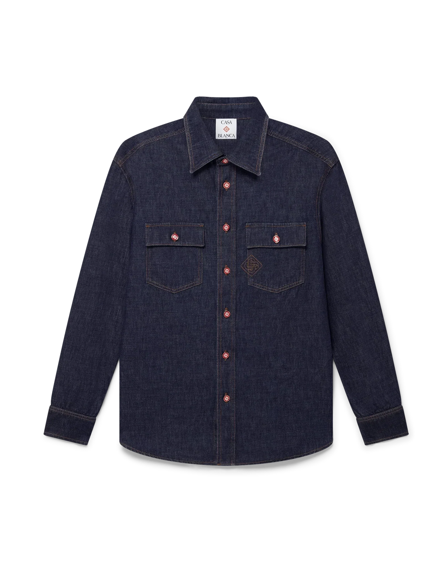 Chemise en jean à manches courtes avec broderie du logo