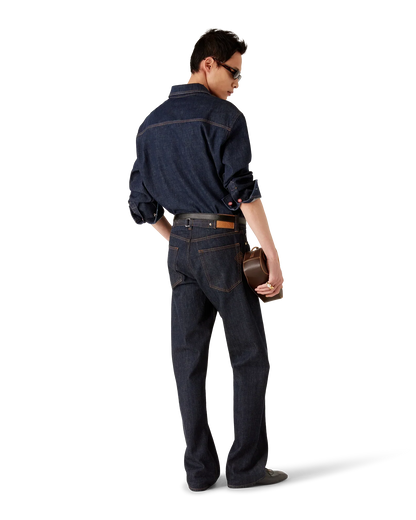 Chemise en jean à manches courtes avec broderie du logo