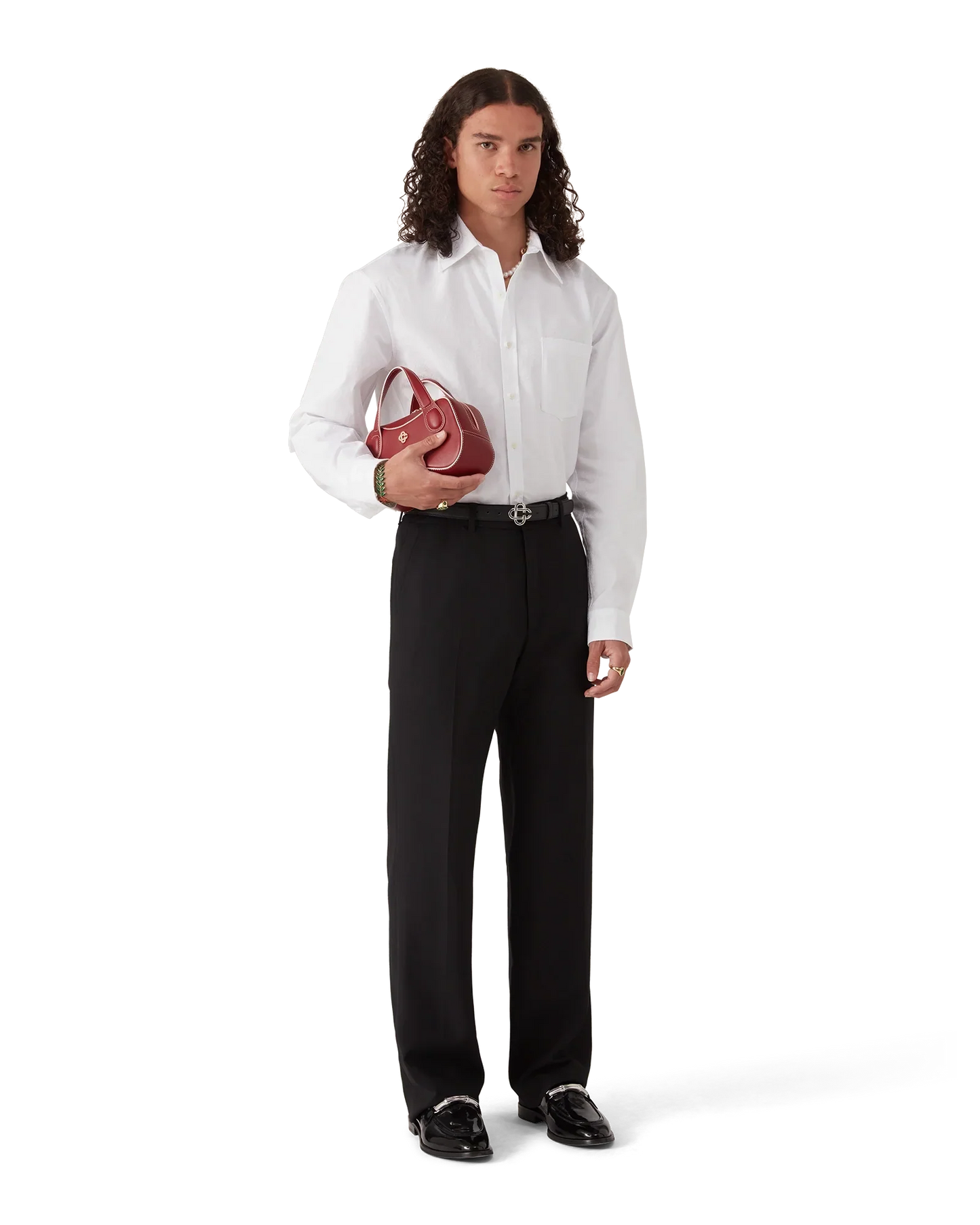 Chemise Oxford en jacquard de coton monogrammé