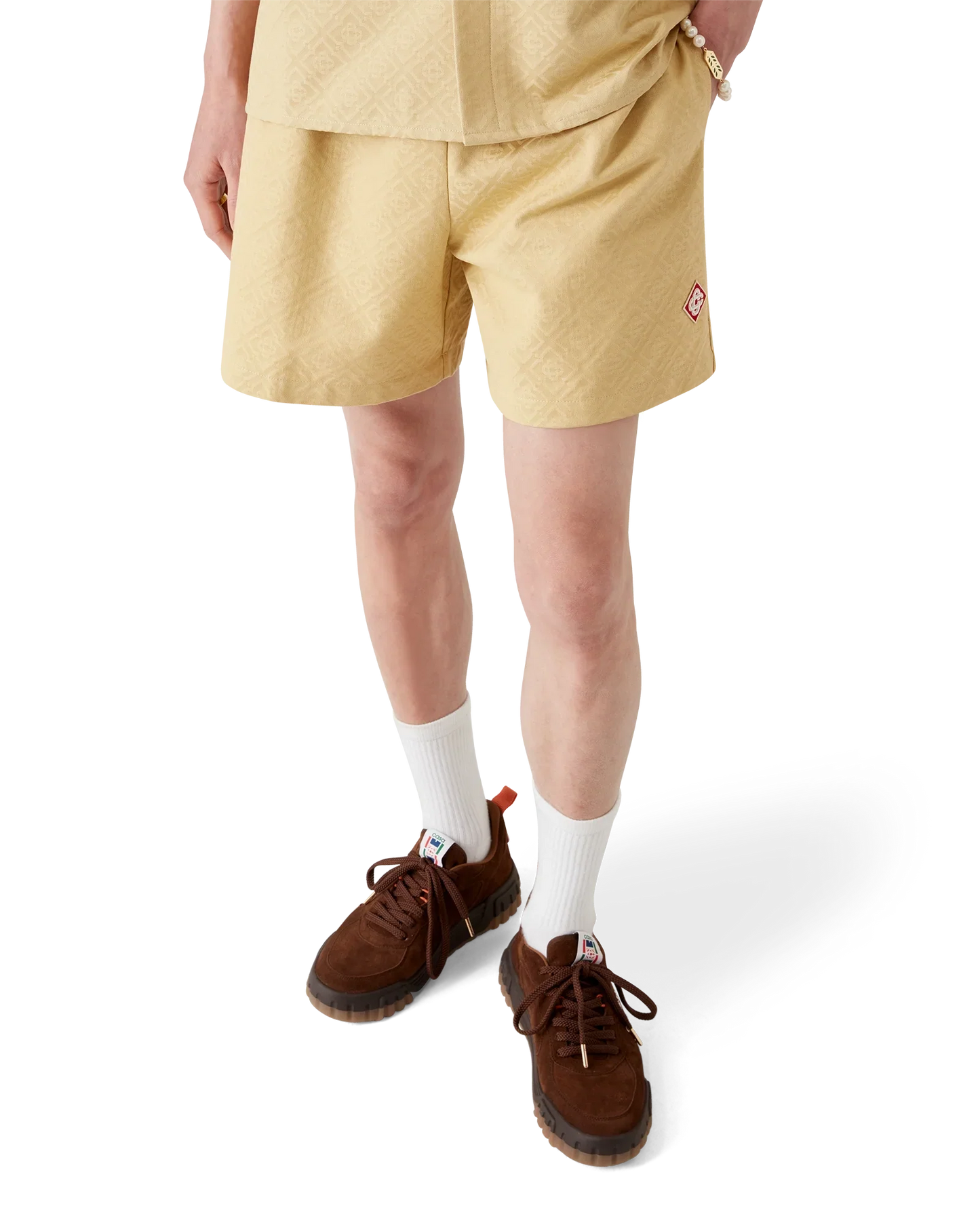 Short en jacquard de coton monogrammé