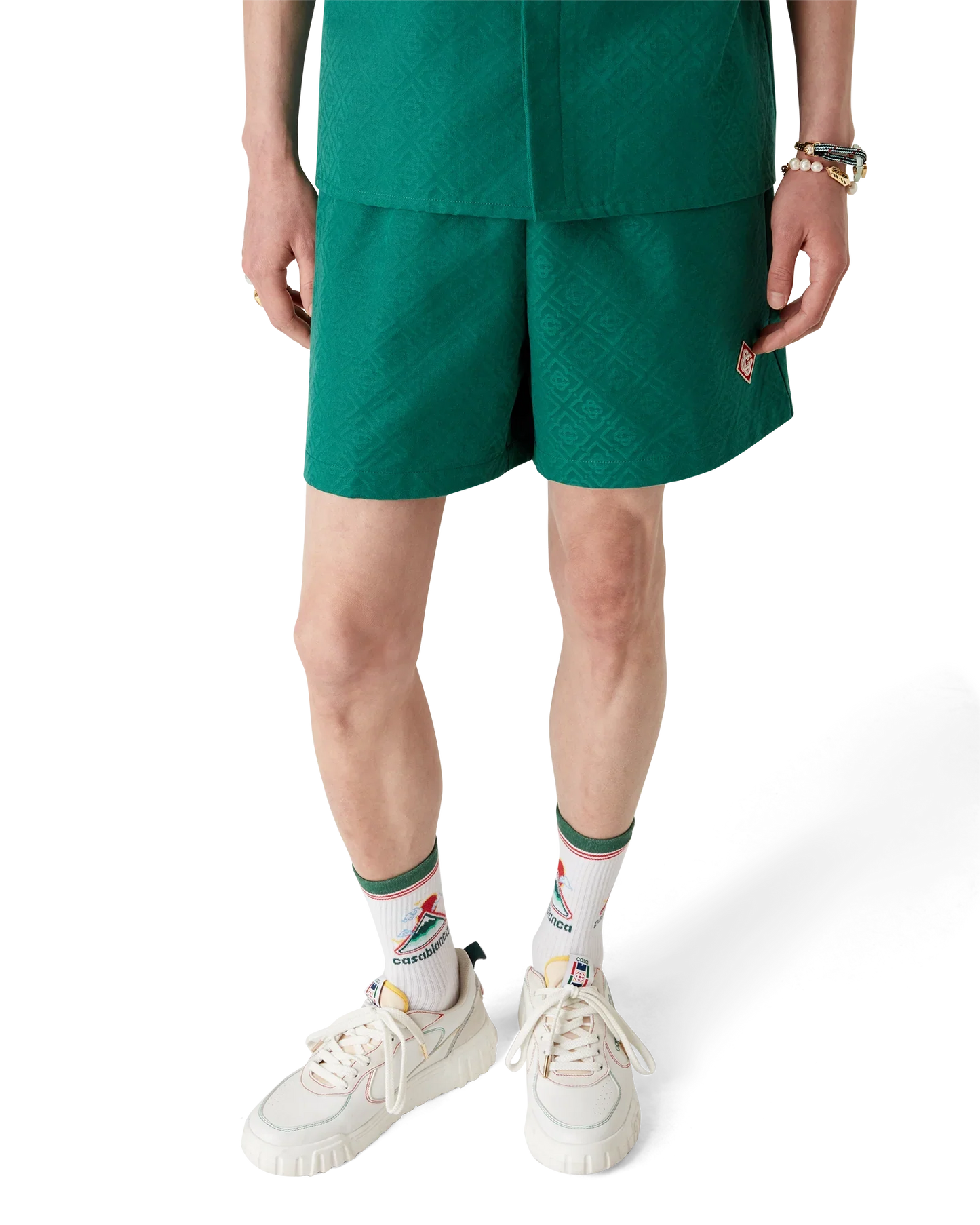Short en jacquard de coton à monogramme
