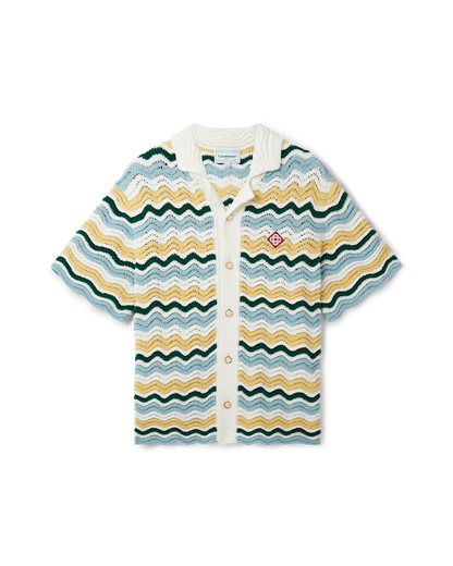 Chemise bouclette à manches courtes et motif ondulé