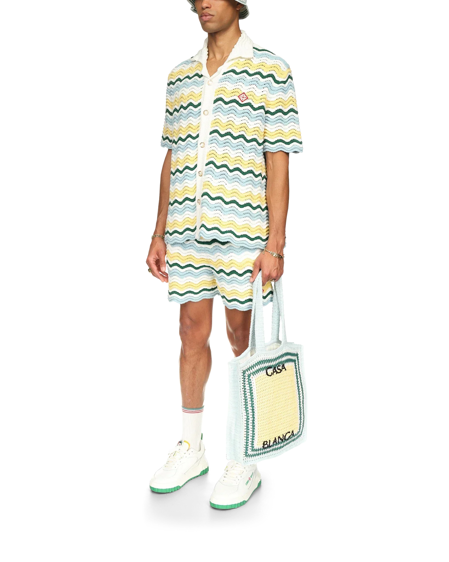 Chemise bouclette à manches courtes et motif ondulé