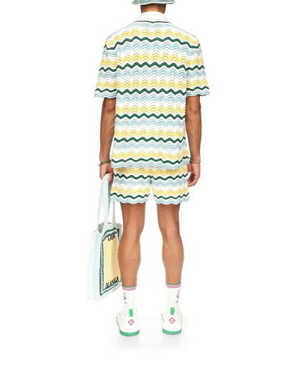 Chemise bouclette à manches courtes et motif ondulé