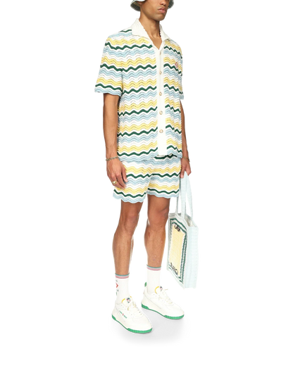 Chemise bouclette à manches courtes et motif ondulé
