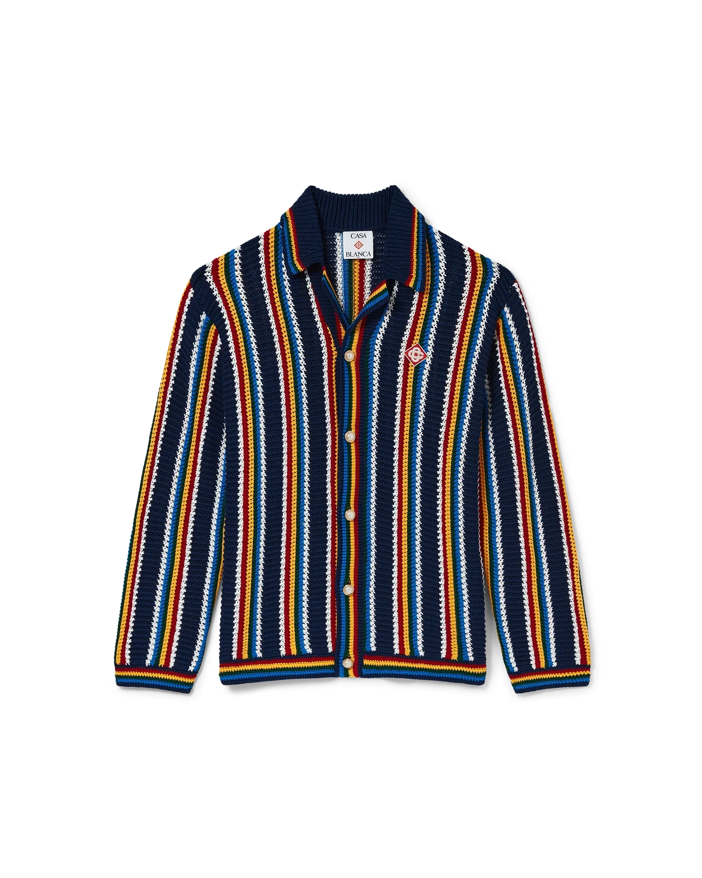 Chemise rayée à manches longues en crochet