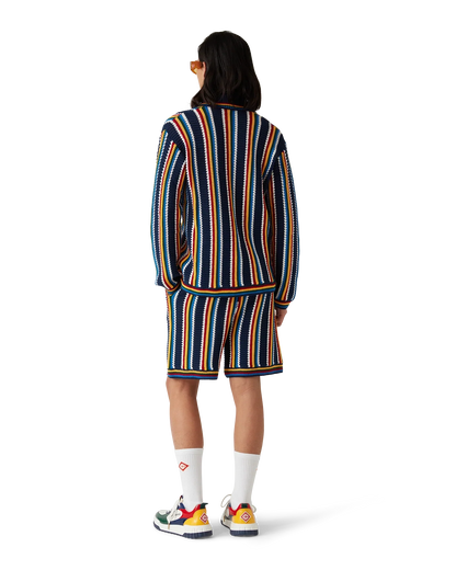 Chemise rayée à manches longues en crochet