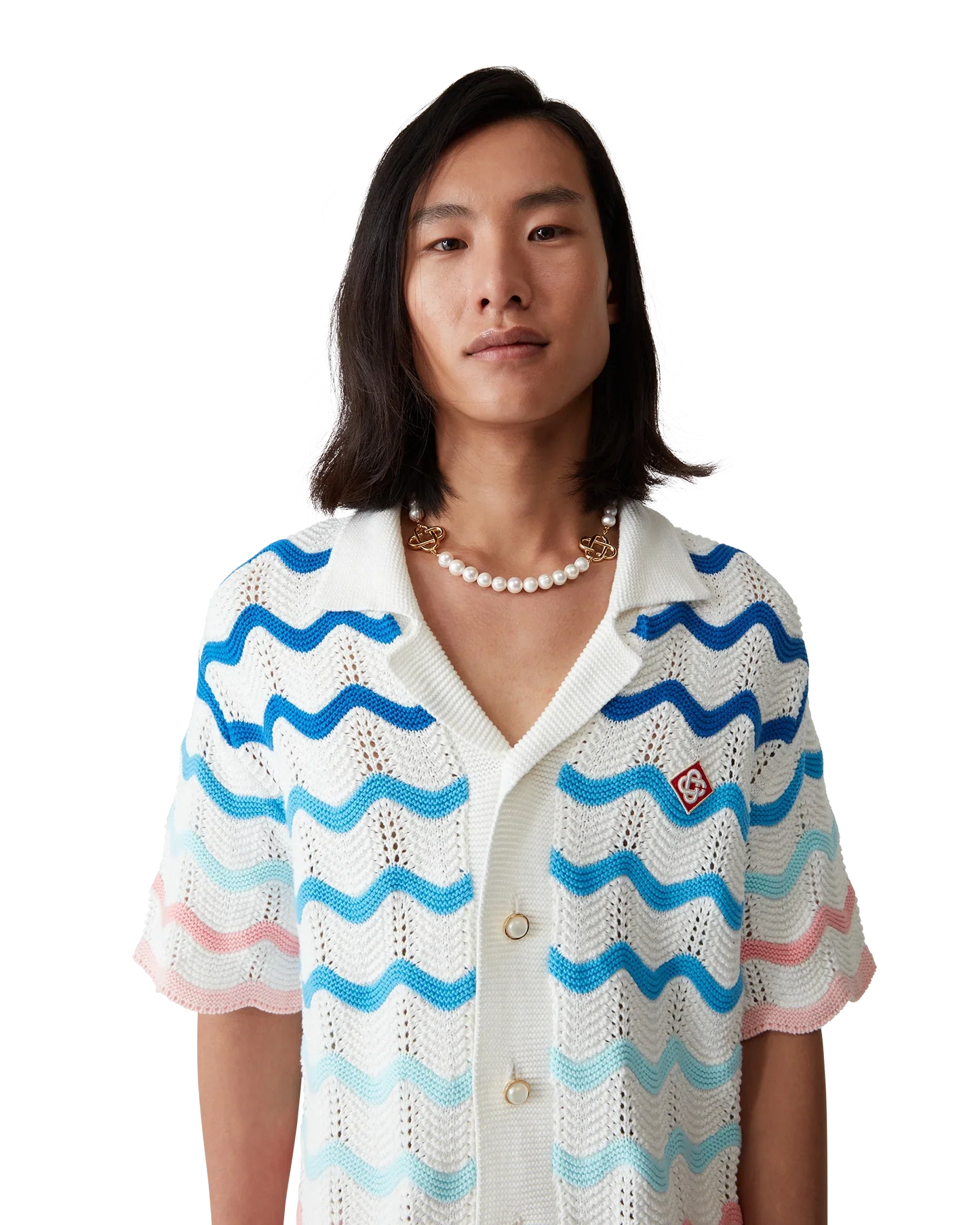 Chemise au crochet à manches courtes Gradient Wave