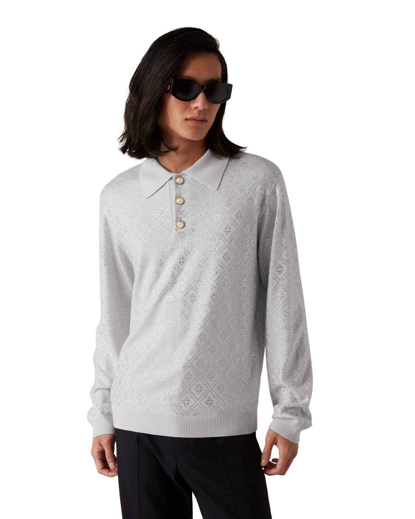 Polo en maille à monogramme orné de cristaux