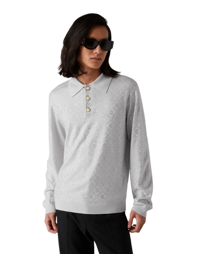 Polo en maille à monogramme orné de cristaux