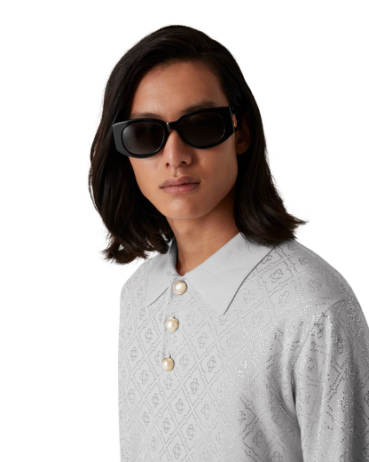 Polo en maille à monogramme orné de cristaux